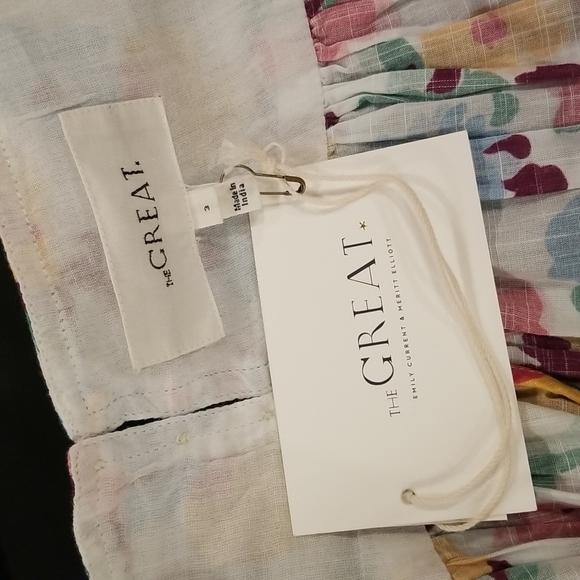 💕THE GREAT💕 The Dainty Dress ~ Midi 100% Cotton Tropical Floral Large L NWT - Picture 15 of 16